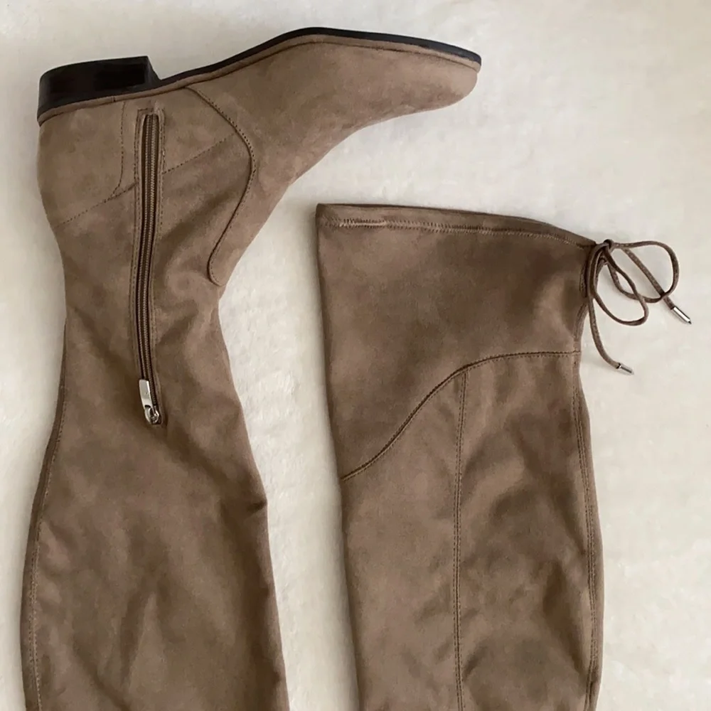 {NWOT} Marc Fisher | Hulie Over the Knee Boots Faux Suede MFHULIE Taupe (8.5 M)